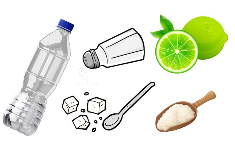 preparación de un suero ingredientes: agua, sal, azucar, limón y bicarbonato.
